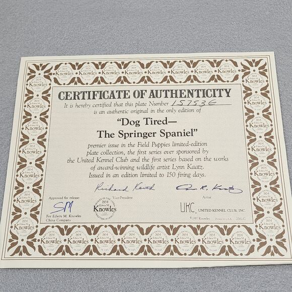 1987 "Dog Tired-The Springer Spaniel" 8.5" Collector Decorator Plate Lynn Kaatz - Picture 5 of 10